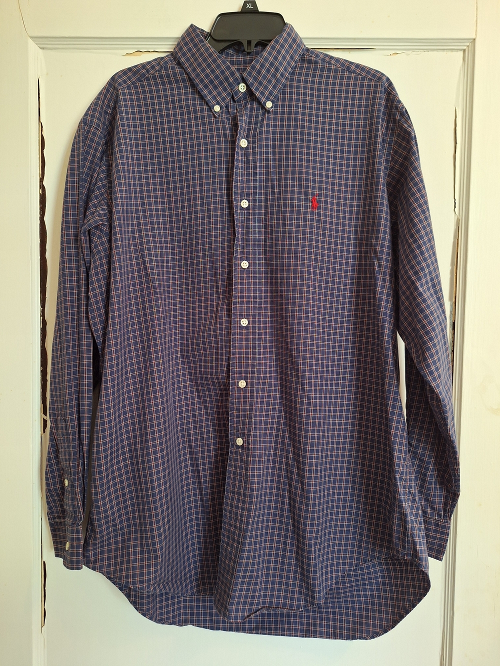 Polo Ralph Lauren Mens Classic Fit Long Sleeve Shirt Blue/Red Check Print Sz L